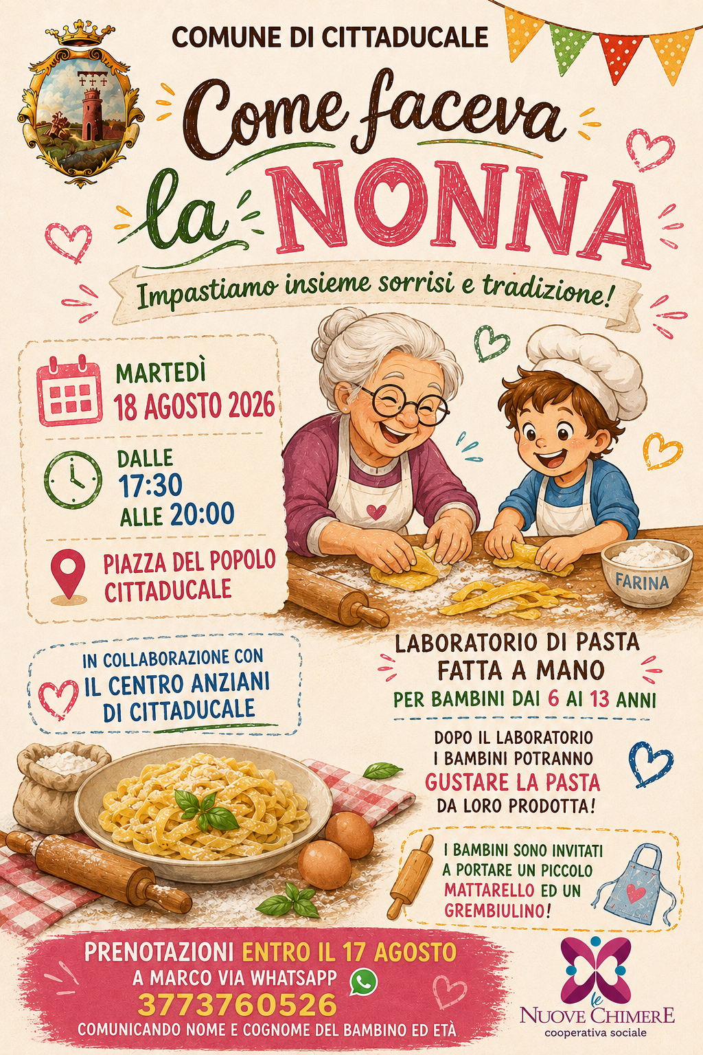 Laboratorio di pasta fatta a mano per bambini \